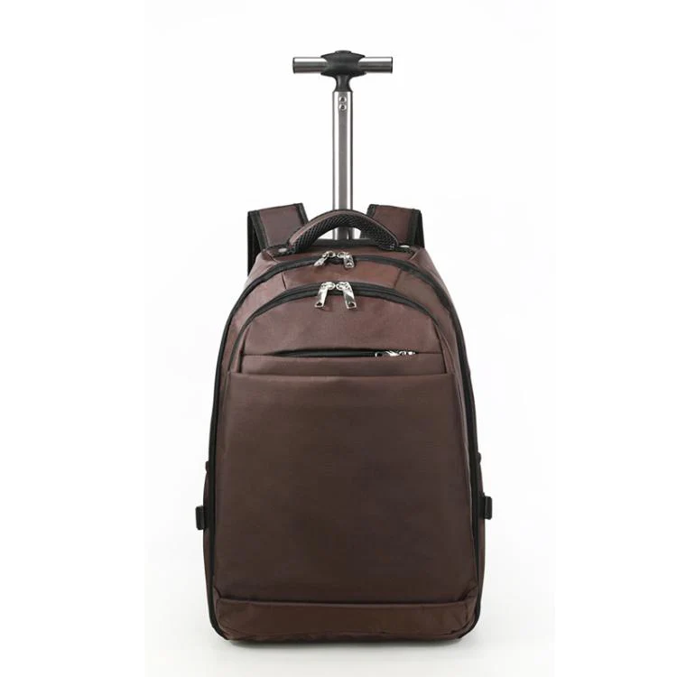 20 Inch Rolling Backpack for Travel Wheeled Laptop Backpack with Hidden Straps Carry On Trolley Bag for Business School(Brown)