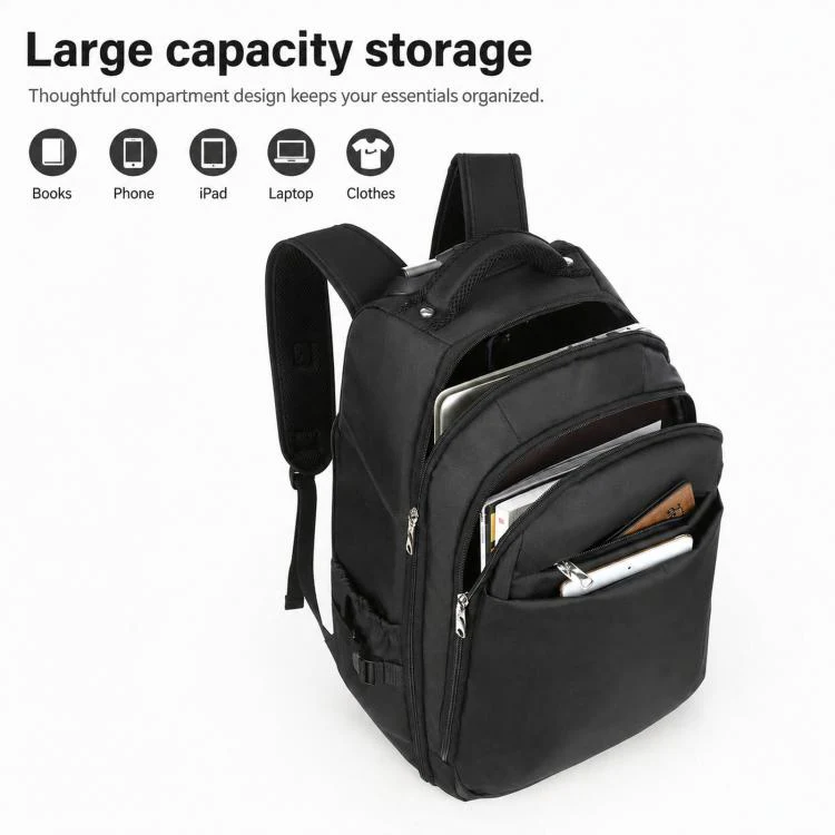 20 Inch Rolling Backpack for Travel Wheeled Laptop Backpack with Hidden Straps Carry On Trolley Bag for Business School(Brown) - Image 5