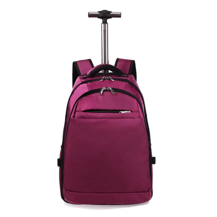 20 Inch Rolling Backpack for Travel Wheeled Laptop Backpack with Hidden Straps Carry On Trolley Bag for Business School(Purple)