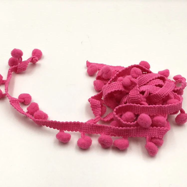 20 Yards Pompom Lace Ribbon Fur Ball Trim For Craft DIY Curtain Home Decorative Clothes Sewing Accessories(Light Rose Red) - Image 2