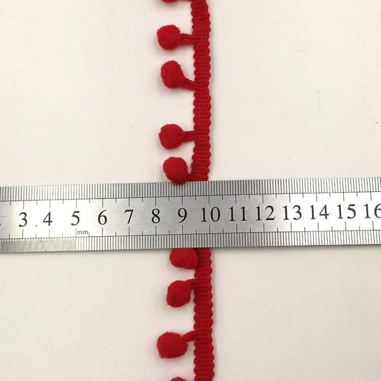 20 Yards Pompom Lace Ribbon Fur Ball Trim For Craft DIY Curtain Home Decorative Clothes Sewing Accessories(Light Rose Red) - Image 3