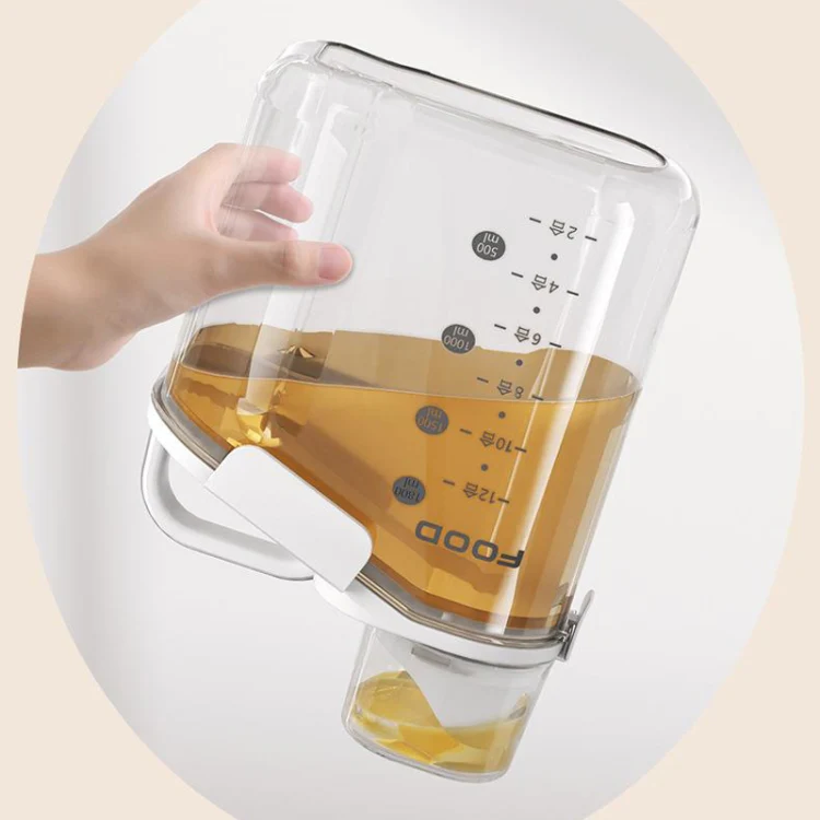 2000ml Plastic Sealed Grains Container Dry Food Storage Bin with Measuring Cup Pouring Spout(Blue) - Image 4