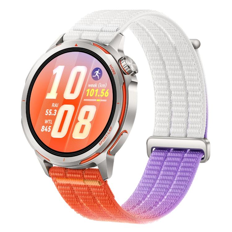 20mm Double-Link Cloud-Feel Breathable Nylon Loop Metal Head Watch Band(Dawn Orange)