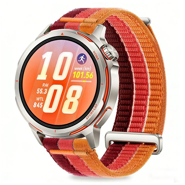 20mm Double-Link Cloud-Feel Breathable Nylon Loop Metal Head Watch Band(Fiery Red)