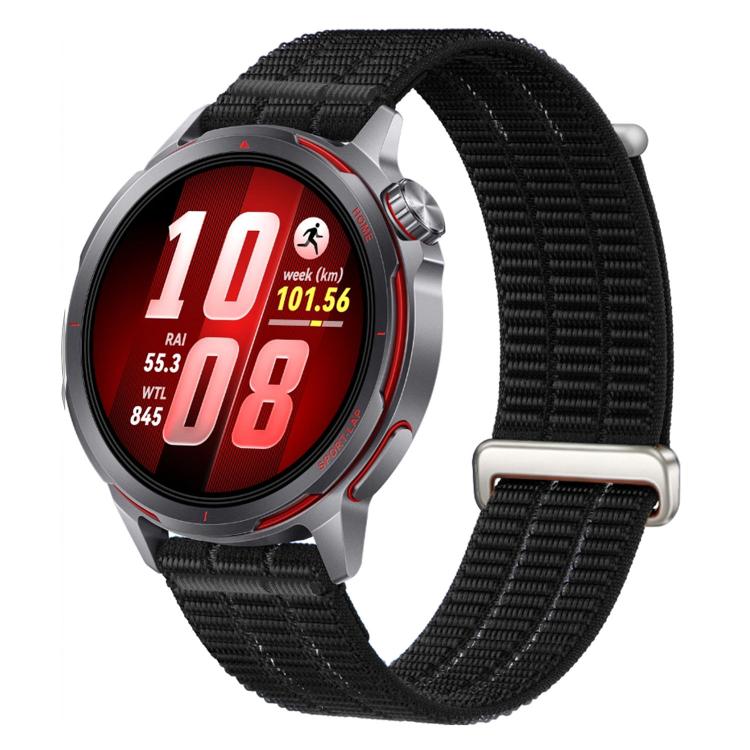 20mm Double-Link Cloud-Feel Breathable Nylon Loop Metal Head Watch Band(Midnight Black)