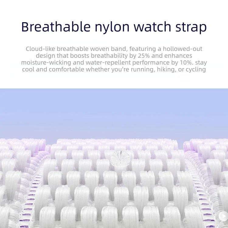 20mm Double-Link Cloud-Feel Breathable Nylon Loop Metal Head Watch Band(Midnight Black) - Image 3
