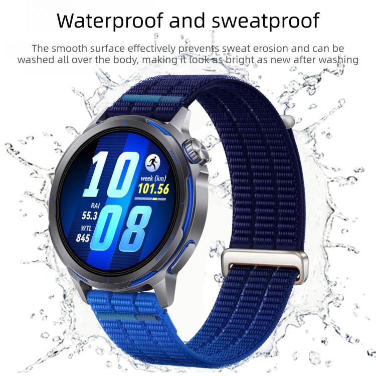 20mm Double-Link Cloud-Feel Breathable Nylon Loop Metal Head Watch Band(Twilight Blue) - Image 6