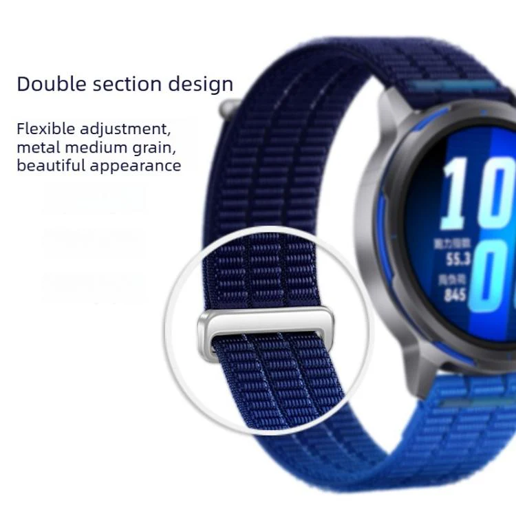 20mm Double-Link Cloud-Feel Breathable Nylon Loop Metal Head Watch Band(Wilderness Green) - Image 5
