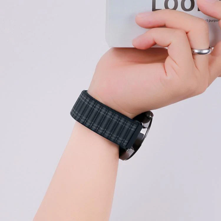 20mm Wave Texture Nylon Hook And Loop Fastener Watch Band(Black) - Image 9