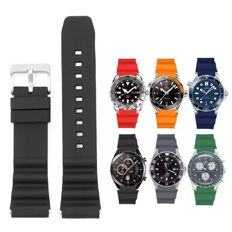 20mm xDfind Silver Buckle Silicone Watch Band(Navy Blue) - Image 2