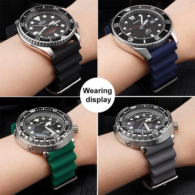 20mm xDfind Silver Buckle Silicone Watch Band(Navy Blue) - Image 8