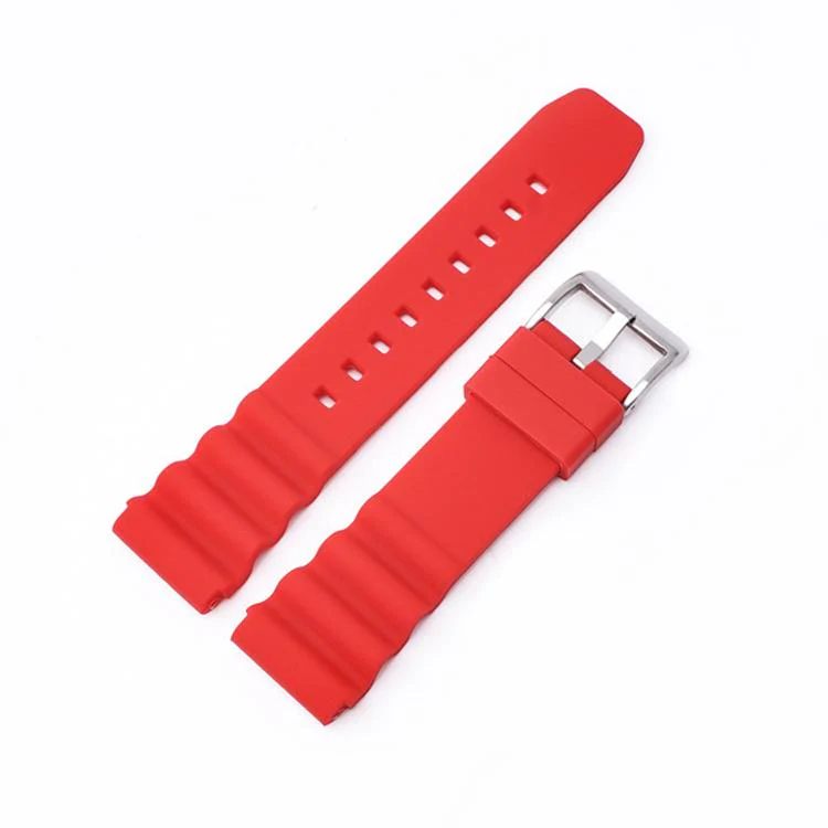20mm xDfind Silver Buckle Silicone Watch Band(Red)