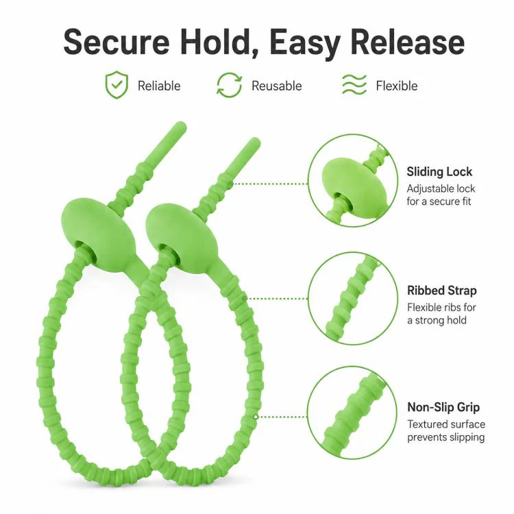 20pcs 15cm DIY Silicone Ties Data Cable Winder Organizer(Random Color Delivery) - Image 3
