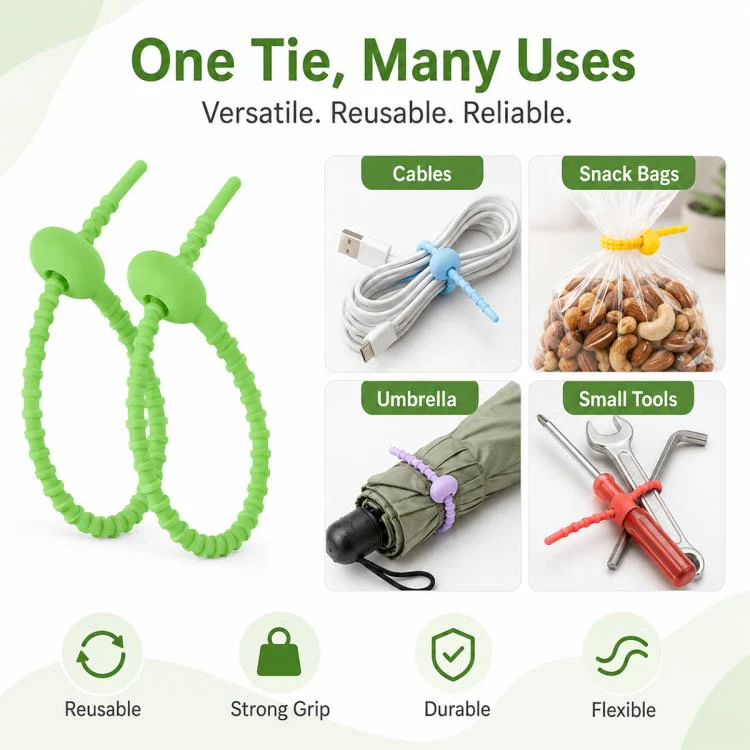 20pcs 15cm DIY Silicone Ties Data Cable Winder Organizer(Random Color Delivery) - Image 5