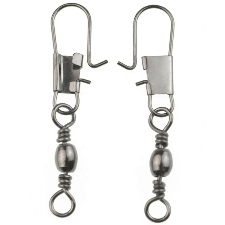 20pcs 8# 3.5cm Fishing Connectors Barrel Swivel with Safety Snap Ring - Image 4