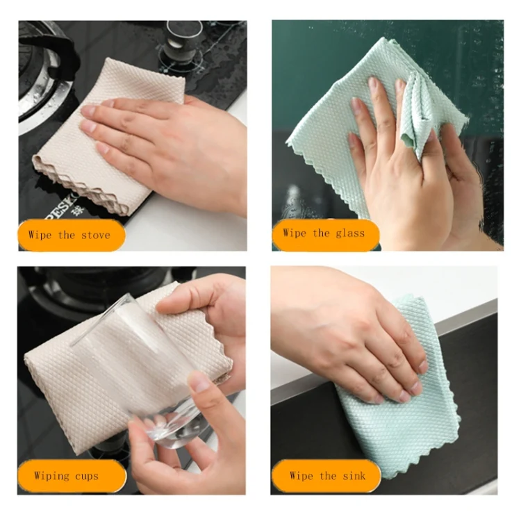 20pcs Non-Marking And Easy-To-Dry Fish Scale Rags Kitchen Cleaning Towels, Random Color Delivery, Specification: 25x25cm(Bulk, No Packaging) - Image 7