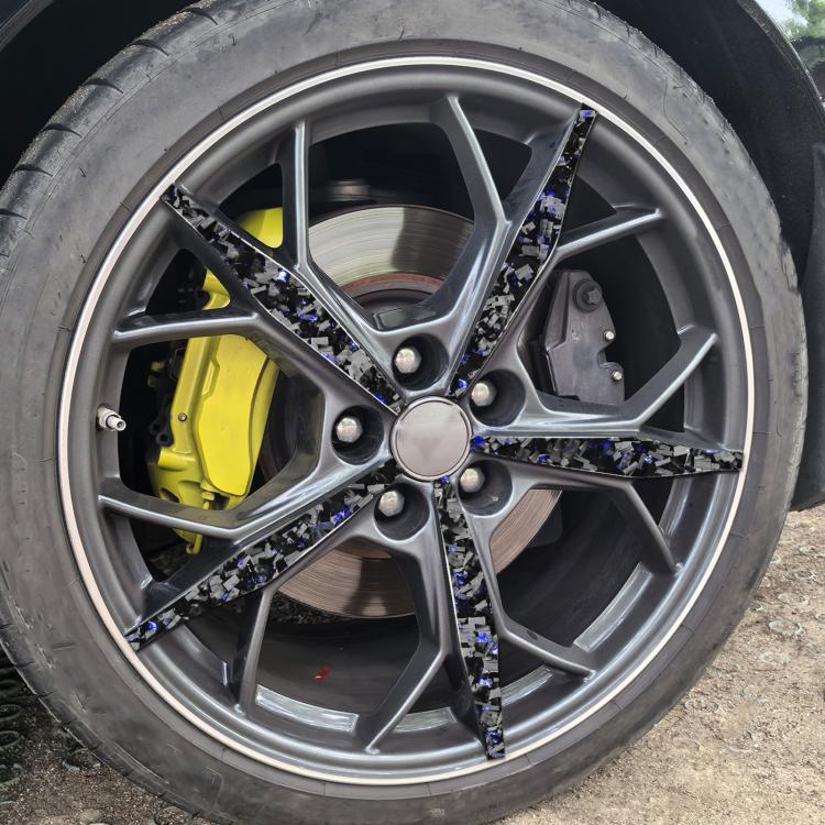 20pcs/Set Forged Gold Foil Carbon Fiber Car Wheels Decorative Sticker for Chevrolet Corvette C8 2020-, Left and Right Driver(Blue) - Image 4