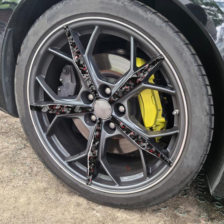 20pcs/Set Forged Gold Foil Carbon Fiber Car Wheels Decorative Sticker for Chevrolet Corvette C8 2020-, Left and Right Driver(Red) - Image 3