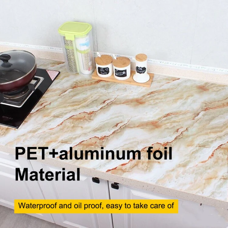 215421210W 5m Marble Pattern Bright Paint Furniture Renovation Self-Adhesive Wall Paper Cabinet Waterproof Film(Crack Black) - Image 5