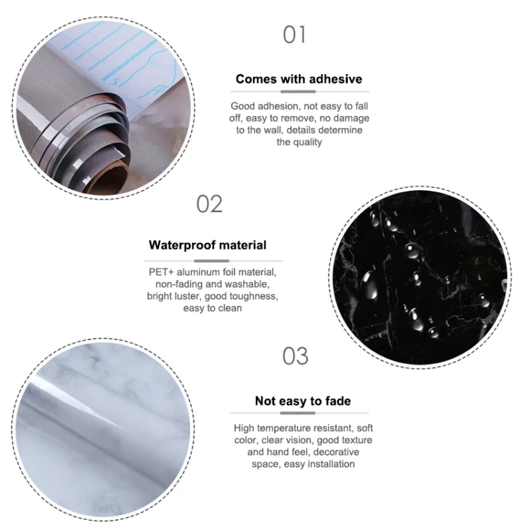 215421210W 5m Marble Pattern Bright Paint Furniture Renovation Self-Adhesive Wall Paper Cabinet Waterproof Film(Crack Yellow Gray) - Image 3