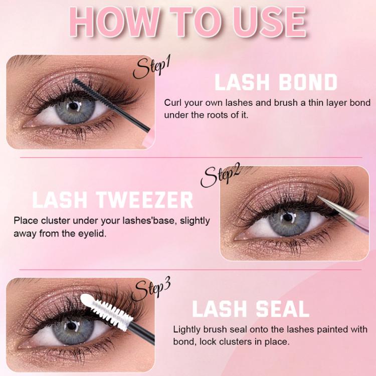216 Dense Clusters DIY Segmented Eyelash Extensions Naturally Curled Single Cluster False Eyelashes, Specification: DIY-SET-597(50D) - Image 7