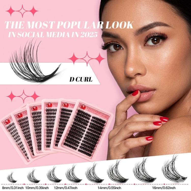 216 Dense Clusters DIY Segmented Eyelash Extensions Naturally Curled Single Cluster False Eyelashes, Specification: DIY-SET-598(60D) - Image 2