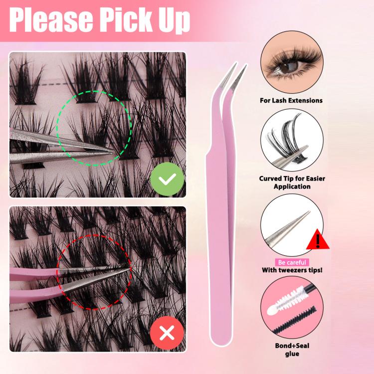 216 Dense Clusters DIY Segmented Eyelash Extensions Naturally Curled Single Cluster False Eyelashes, Specification: DIY-SET-600(100D) - Image 5