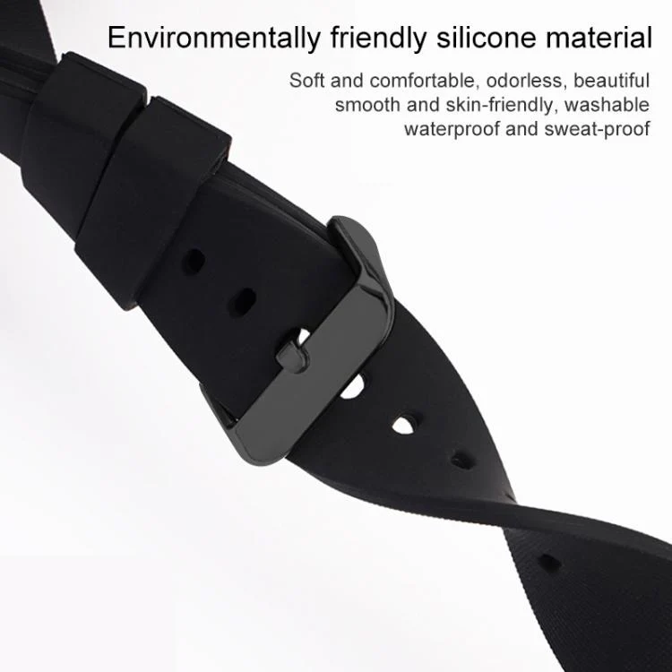 21mm xDfind Stainless Steel Black Pin Buckle Solid Color Silicone Waterproof Watch Band(Orange) - Image 6