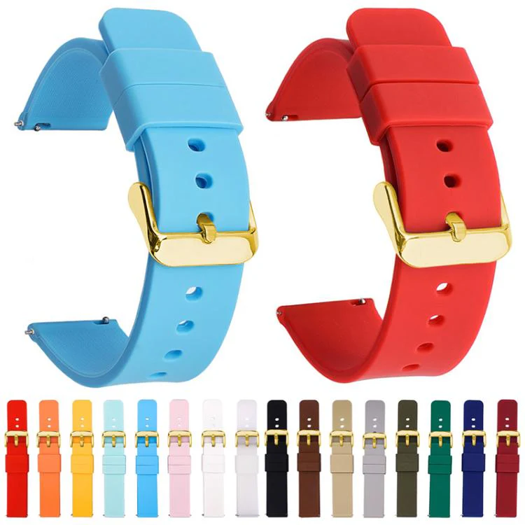 21mm xDfind Stainless Steel Gold Pin Buckle Solid Color Silicone Waterproof Watch Band(Beige) - Image 2