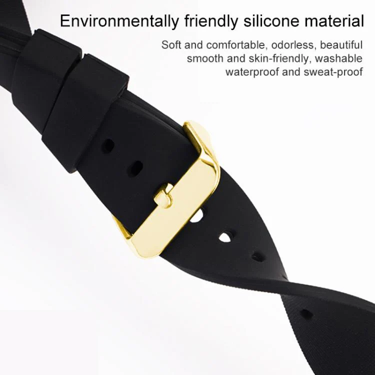 21mm xDfind Stainless Steel Gold Pin Buckle Solid Color Silicone Waterproof Watch Band(Beige) - Image 6