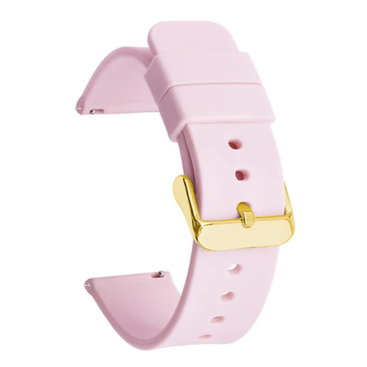 21mm xDfind Stainless Steel Gold Pin Buckle Solid Color Silicone Waterproof Watch Band(Pink)