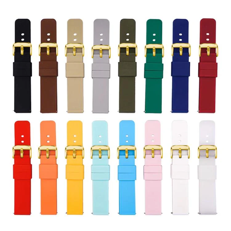 21mm xDfind Stainless Steel Gold Pin Buckle Solid Color Silicone Waterproof Watch Band(Pink) - Image 4