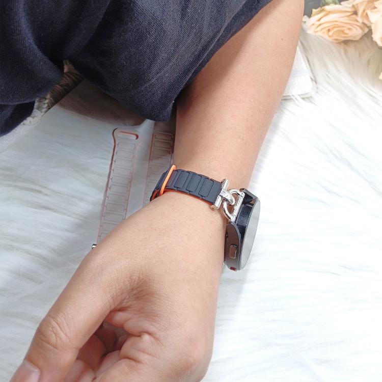 22mm D-shaped Tri-beads Magnetic Silicone Watch Band(Smoky Purple Wine Red) - Image 4