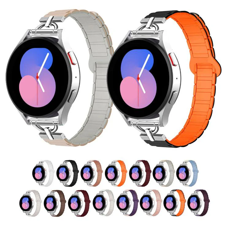 22mm D-shaped Tri-beads Magnetic Silicone Watch Band(Wine Red) - Image 2