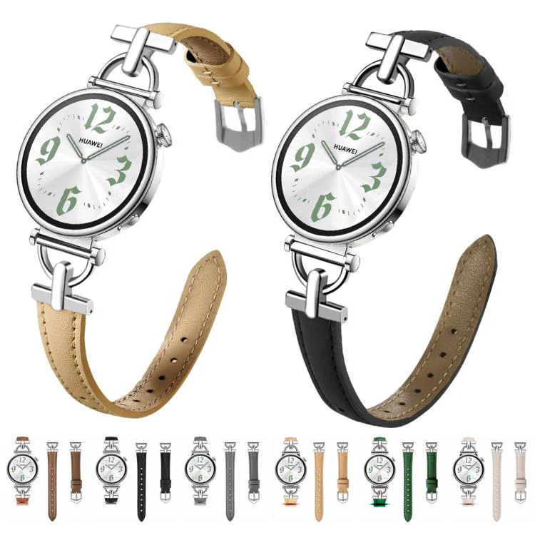 22mm Flat-Head D-shaped Metal Genuine Leather Watch Band(Grey) - Image 3