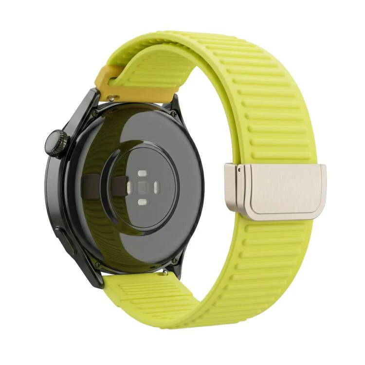 22mm Mountain Pattern Loop Magnetic Buckle Silicone Watch Band(Fluorescent Green)