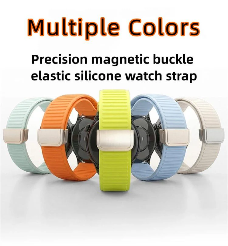 22mm Mountain Pattern Loop Magnetic Buckle Silicone Watch Band(Green) - Image 4