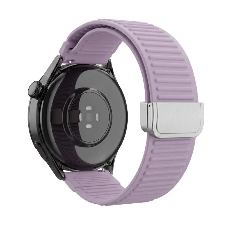22mm Mountain Pattern Loop Magnetic Buckle Silicone Watch Band(Light Purple)