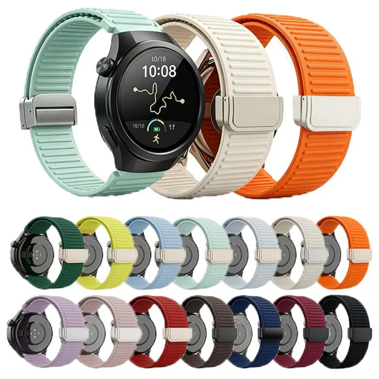 22mm Mountain Pattern Loop Magnetic Buckle Silicone Watch Band(Light Purple) - Image 2