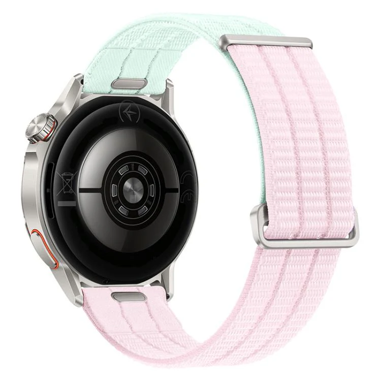 22mm Quick Release Press Button Two Section Breathable Nylon Loop Watch Band(Lilac Pink)