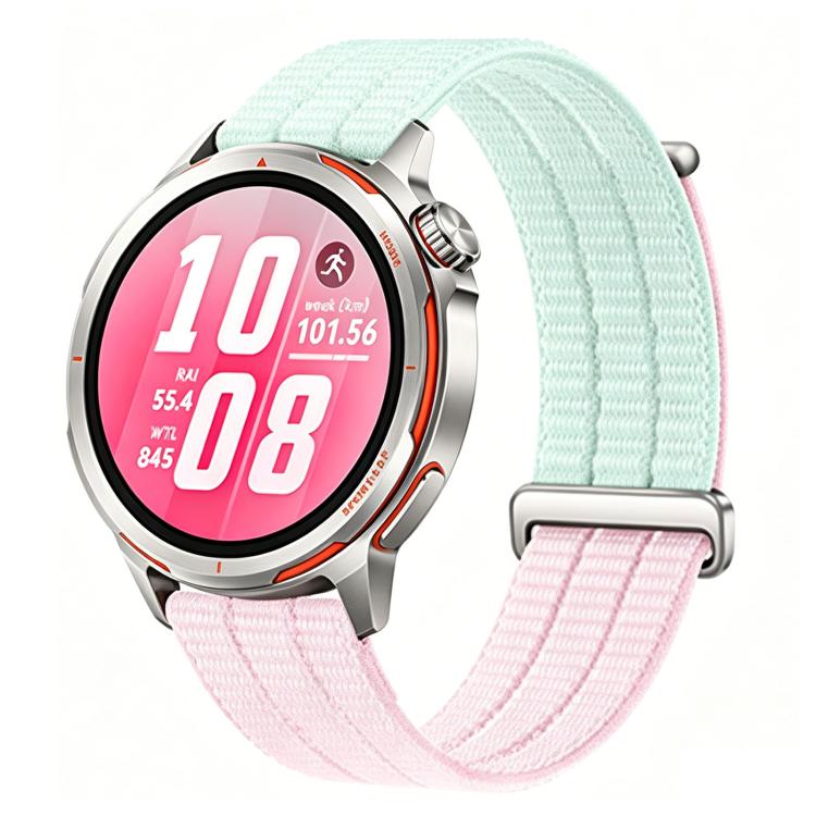 22mm Quick Release Press Button Two Section Breathable Nylon Loop Watch Band(Lilac Pink) - Image 2
