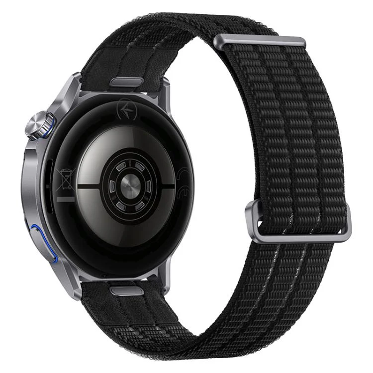 22mm Quick Release Press Button Two Section Breathable Nylon Loop Watch Band(Speed Shadow Black)