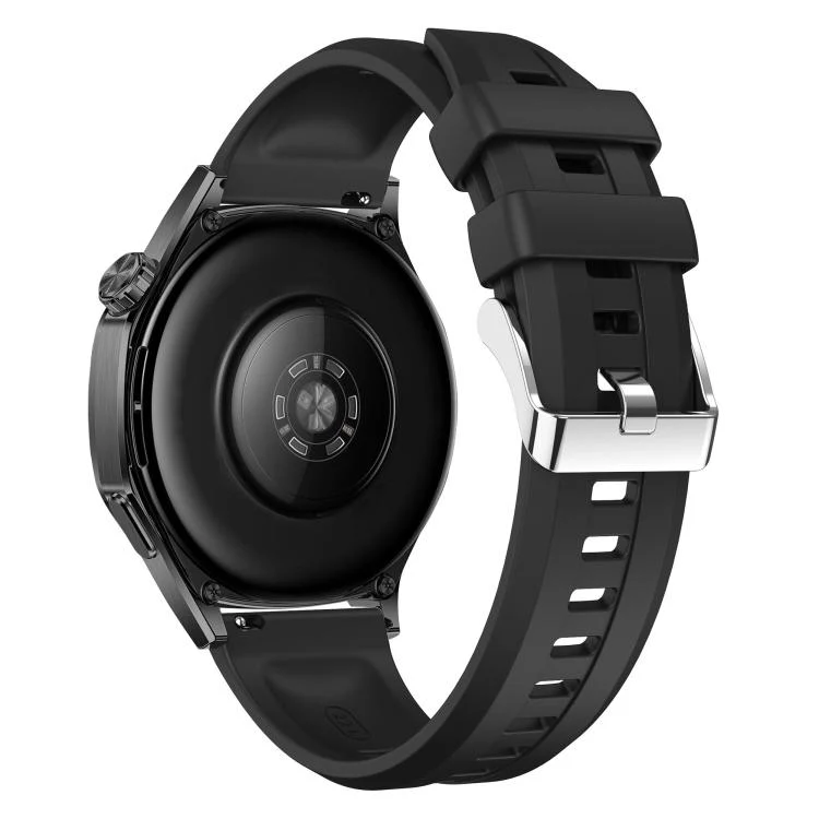 22mm Vertical Stripes Silver Buckle Solid Color Silicone Watch Band(Black) - Image 2