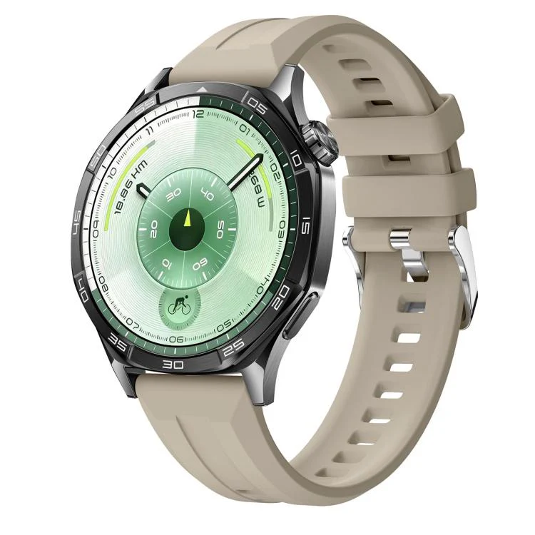 22mm Vertical Stripes Silver Buckle Solid Color Silicone Watch Band(Cangshan Grey)