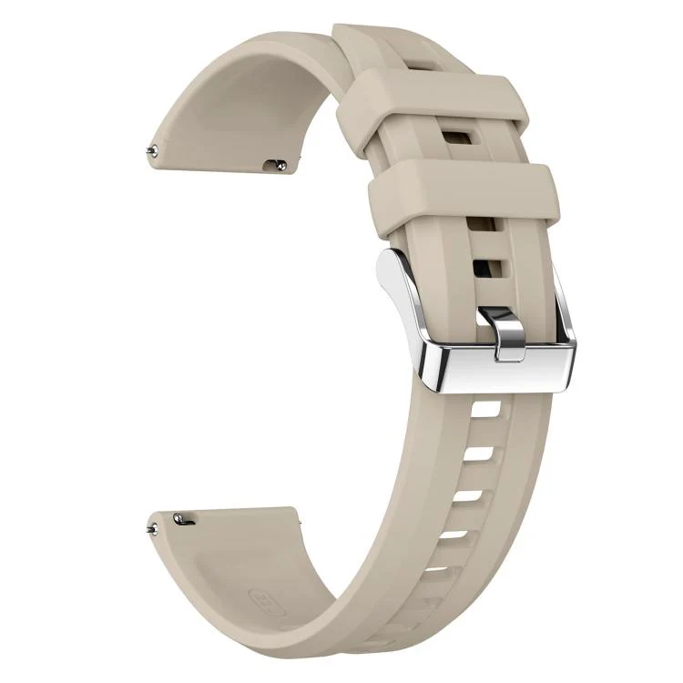 22mm Vertical Stripes Silver Buckle Solid Color Silicone Watch Band(Cangshan Grey) - Image 3