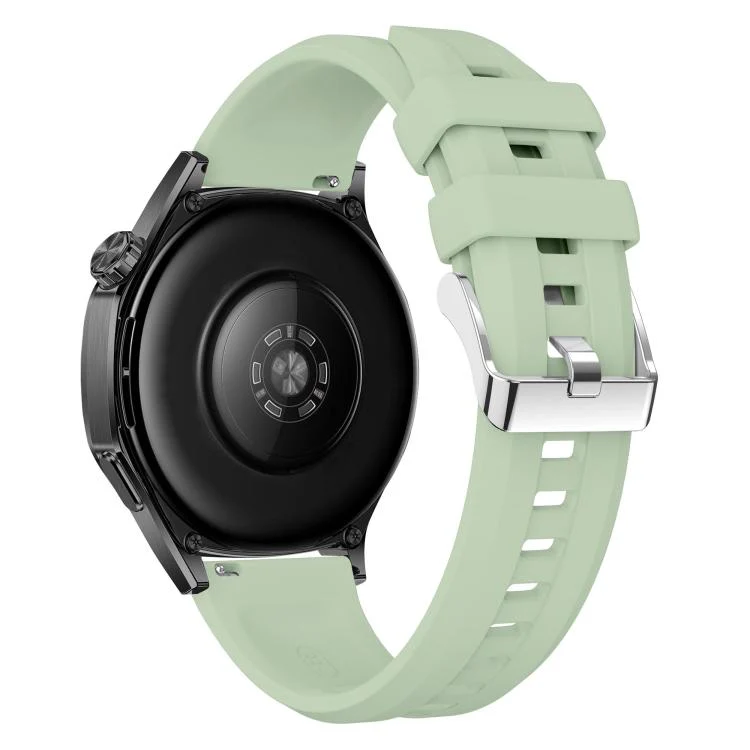 22mm Vertical Stripes Silver Buckle Solid Color Silicone Watch Band(Light Green) - Image 2