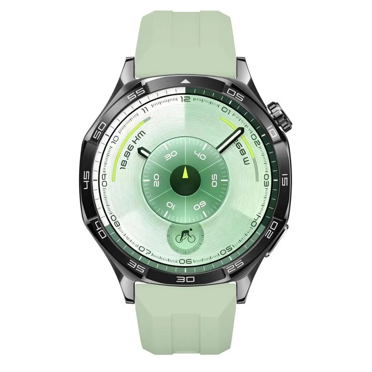 22mm Vertical Stripes Silver Buckle Solid Color Silicone Watch Band(Light Green) - Image 4