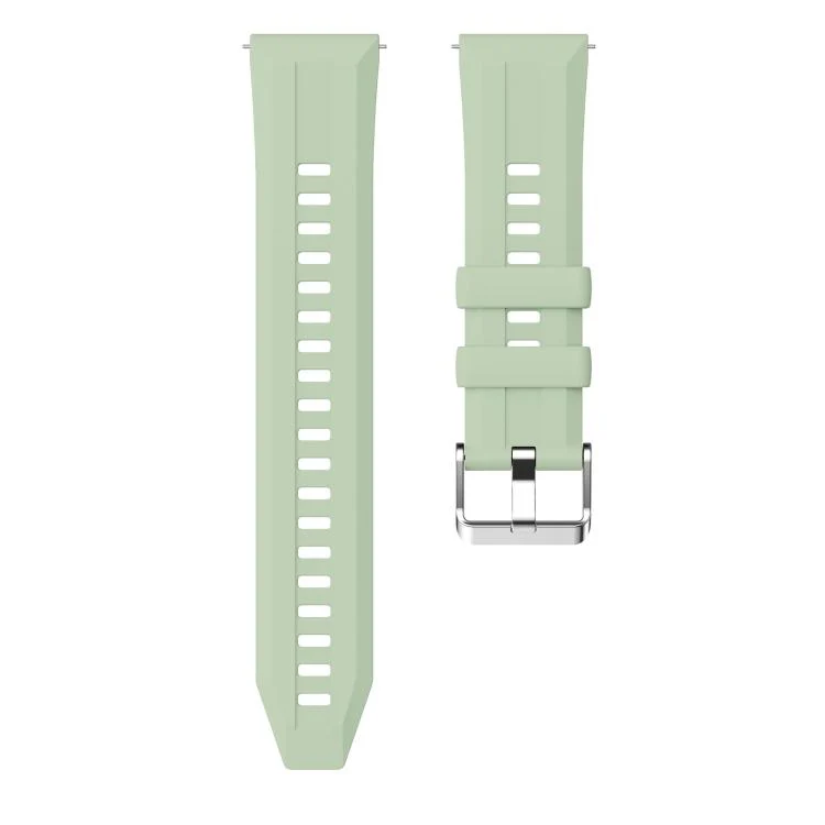 22mm Vertical Stripes Silver Buckle Solid Color Silicone Watch Band(Light Green) - Image 5