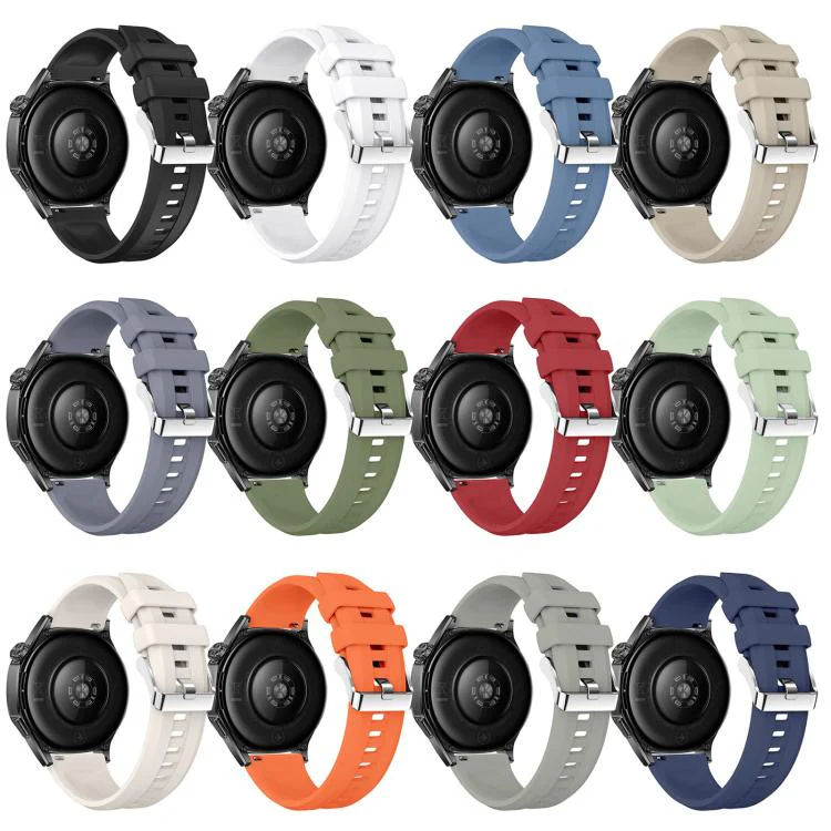 22mm Vertical Stripes Silver Buckle Solid Color Silicone Watch Band(Midnight Blue) - Image 7