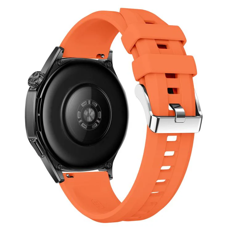 22mm Vertical Stripes Silver Buckle Solid Color Silicone Watch Band(Orange) - Image 2